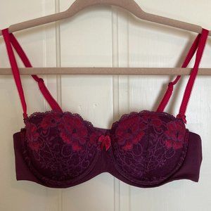 Adore Me Burgundy and Red Padded Bra